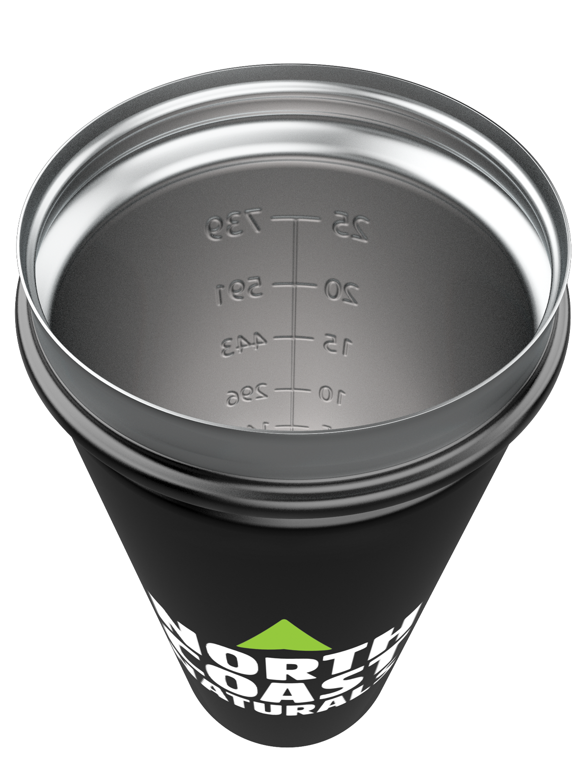 NCN Logo Black Matte Stainless Steel Shaker open