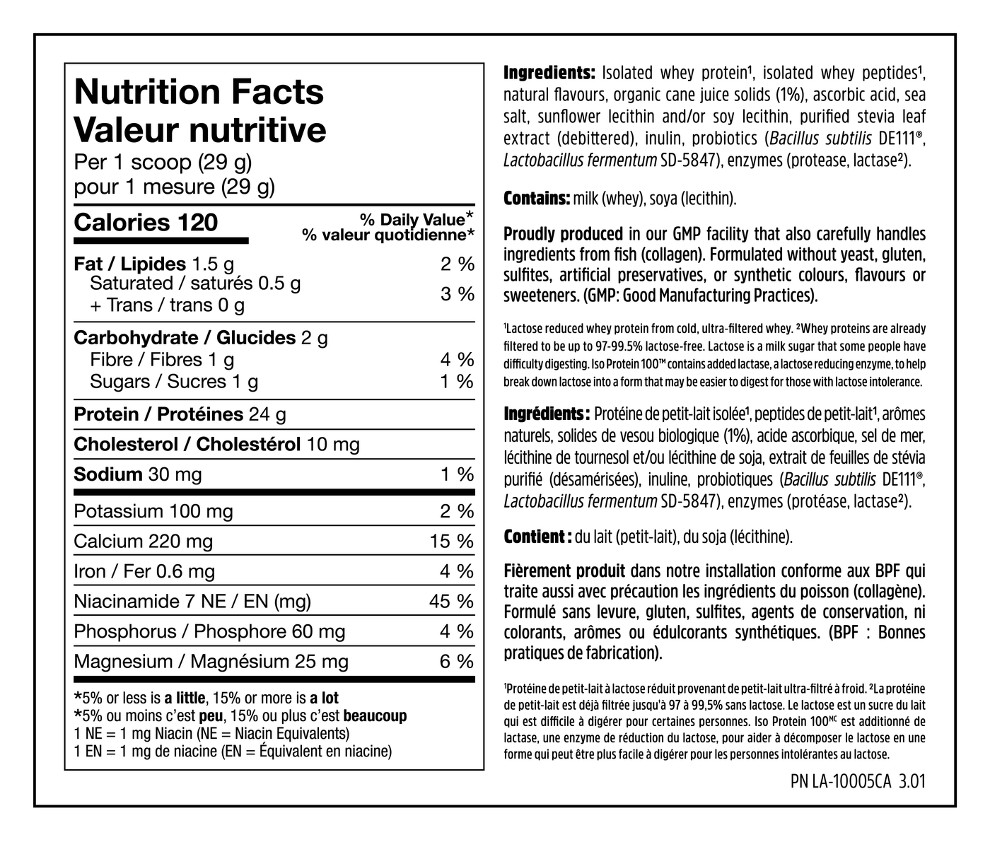 Iso Protein 100 - Nutrition Facts