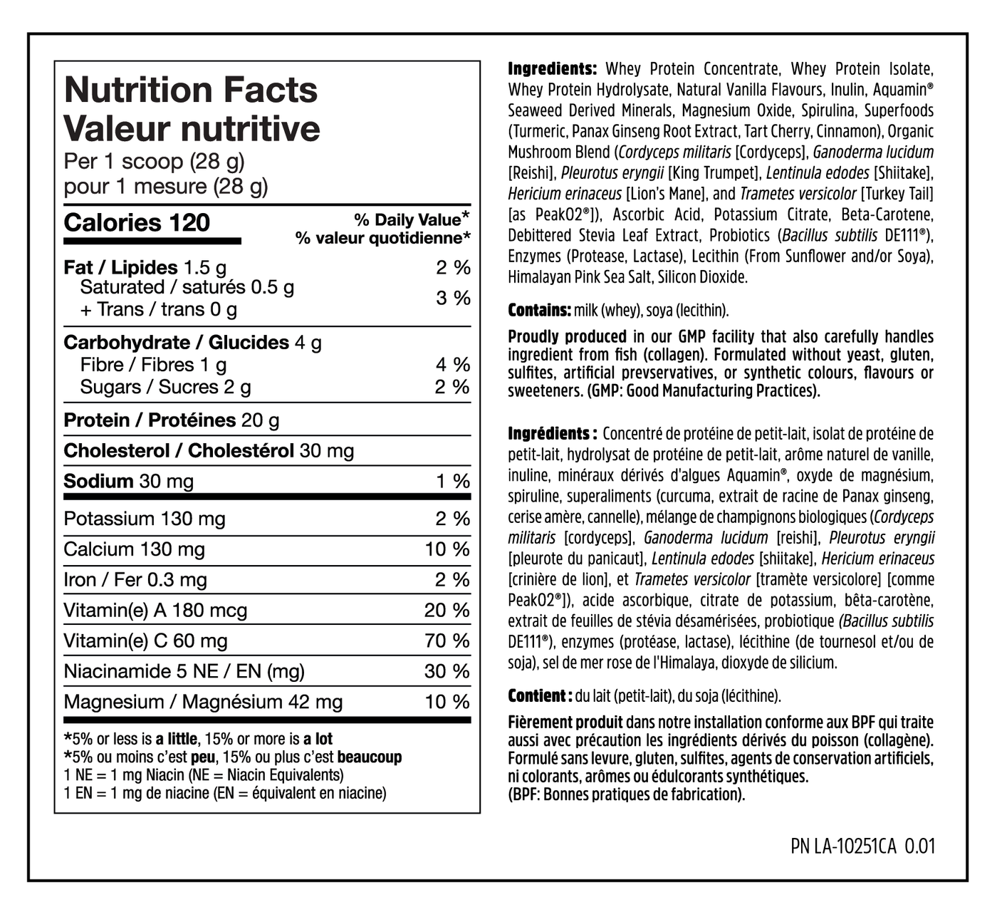 Boosted Immuno Whey - Nutrition Facts