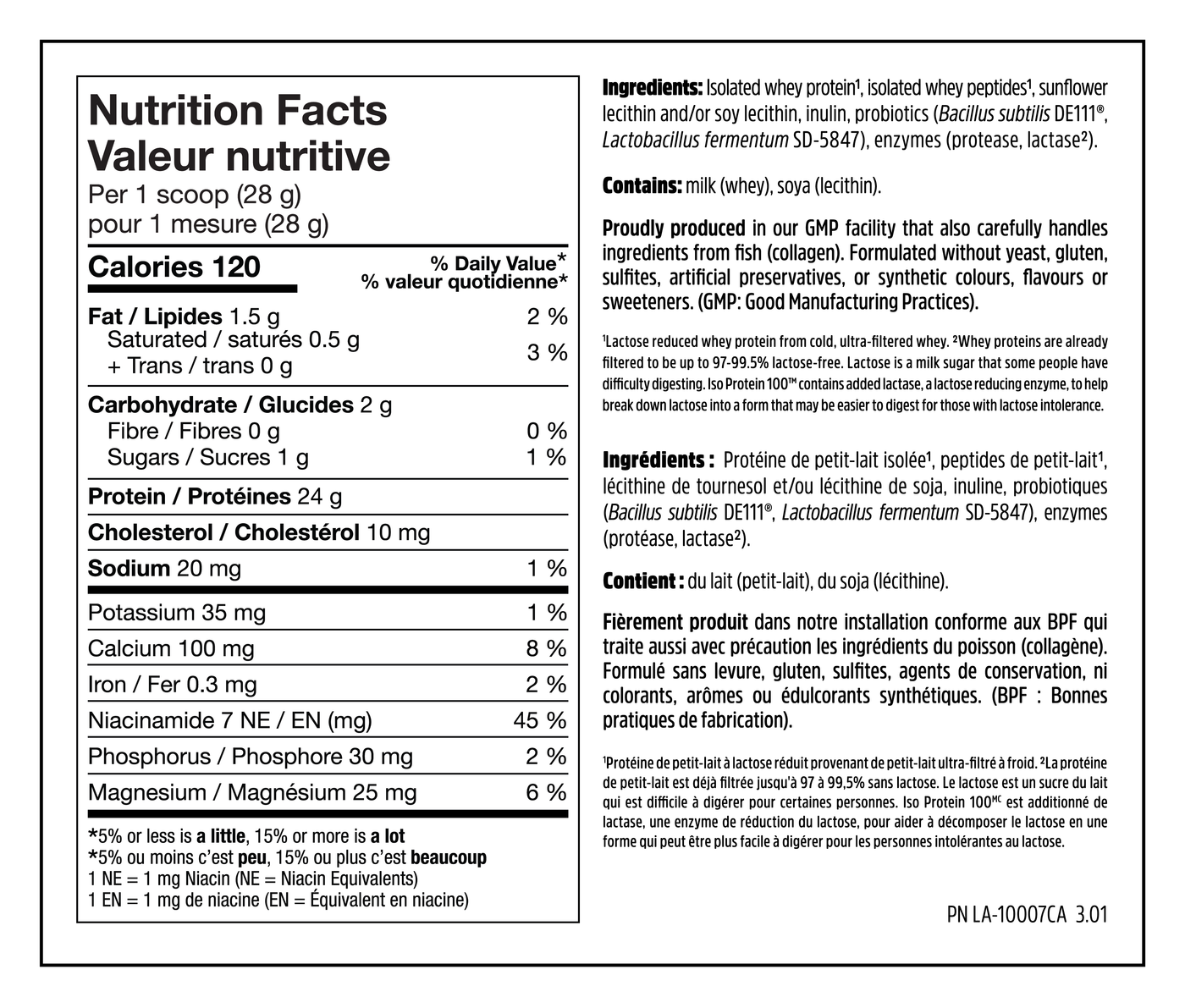 Iso Protein 100 - Nutrition Facts