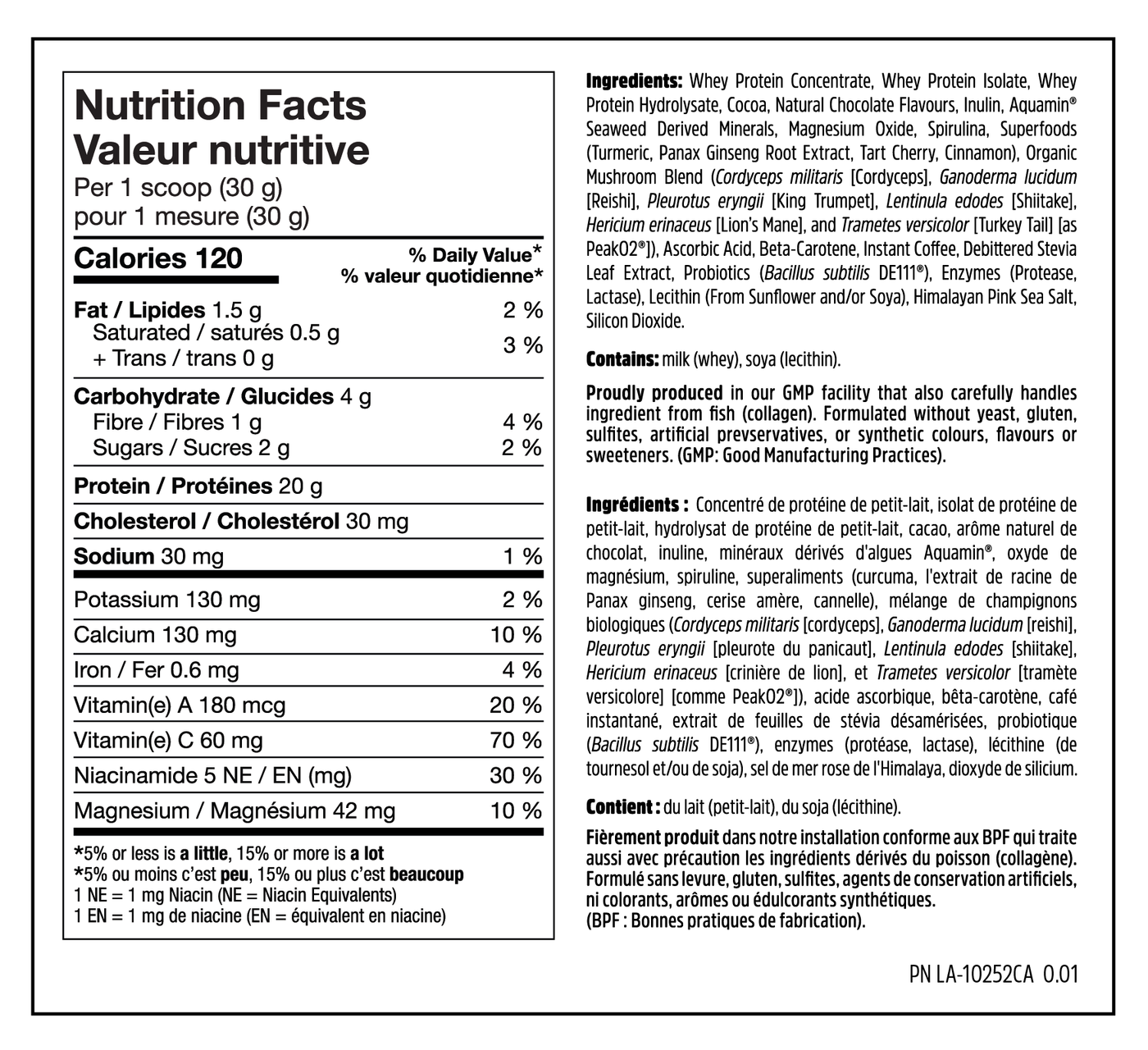 Boosted Immuno Whey - Nutrition Facts